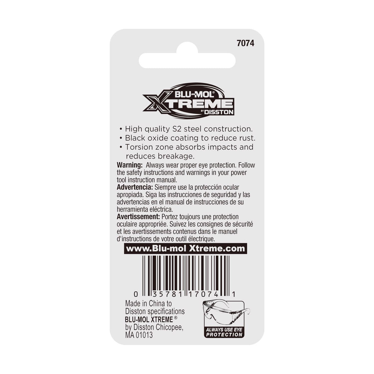 Punta de destornillador Blu-Mol Xtreme Torx 40 de 1 pulg. de largo, acero S2 para herramientas, 2 piezas