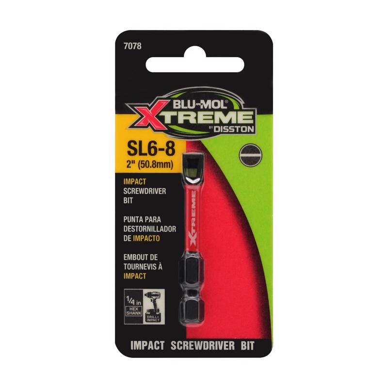 Punta destornillador plana Blu-Mol Xtreme 6-8 x 2 pulg. L, acero S2 para herramientas, 2 piezas