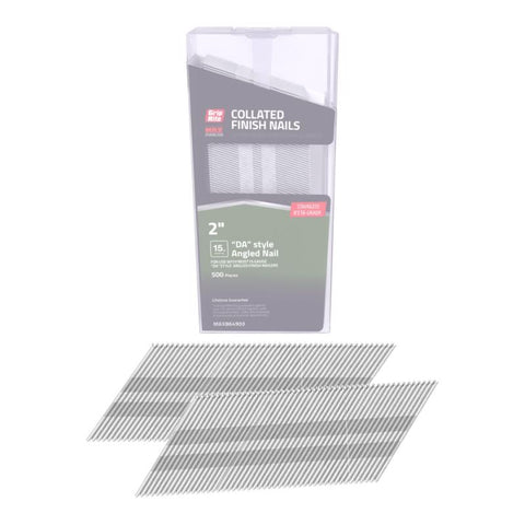 Grip-Rite 2 in. L X 15 Ga. Angled Strip 316 Stainless Steel Finish Nails 500 pk