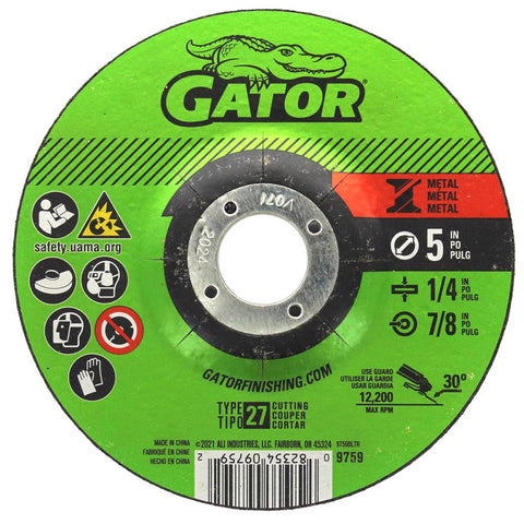 Gator 5 in. D X 7/8 in. X 1/4 in. thick Aluminum Oxide Type 27 Metal Grinding Disc 1 pk