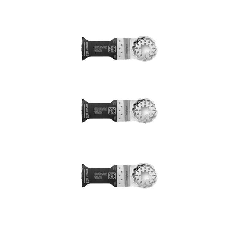 Hoja de sierra curva Fein Starlock de 2-1/8 pulg. de longitud, corte en E, para paneles de yeso, paquete de 3