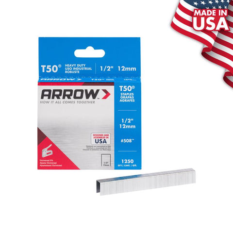 Arrow T50 3/8 in. W X 1/2 in. L 18 Ga. Flat Crown Heavy Duty Staples 1250 pk (Pack of 4)
