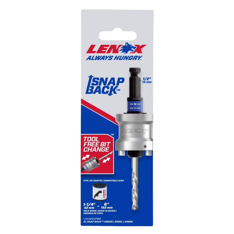 LENOX Snap-Back Steel 1/2 in. D Hole Saw Arbor Arbor Included