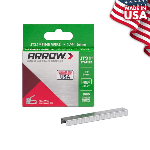 Arrow JT21 7/16 in. W X 1/4 in. L Flat Crown Fine Wire Staples 1000 pk (Pack of 5)