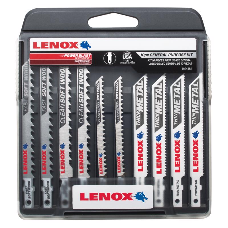 LENOX 4 - 5 in. Bi-Metal T-Shank Jig Saw Blade Set Assorted TPI 10 pk