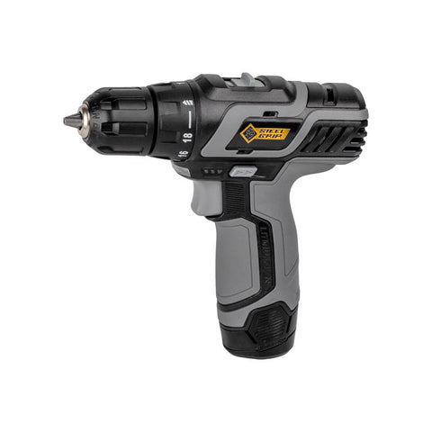 Kit de taladro compacto inalámbrico Steel Grip de 12 V, 3/8 pulg., cepillado (batería)