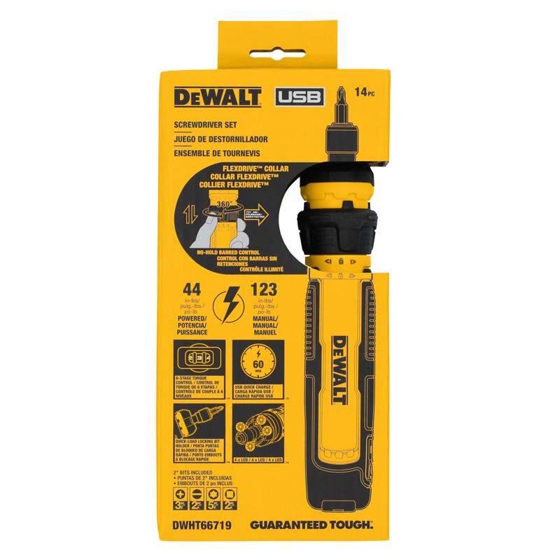 Kit de destornillador eléctrico inalámbrico DeWalt 4V MAX con juego de puntas