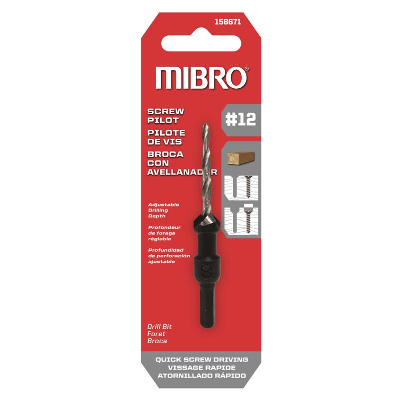 Richelieu Mibro #12 X 3.625 in. L Steel Screw Pilot Pilot Drill Bit Straight Shank 1 pk