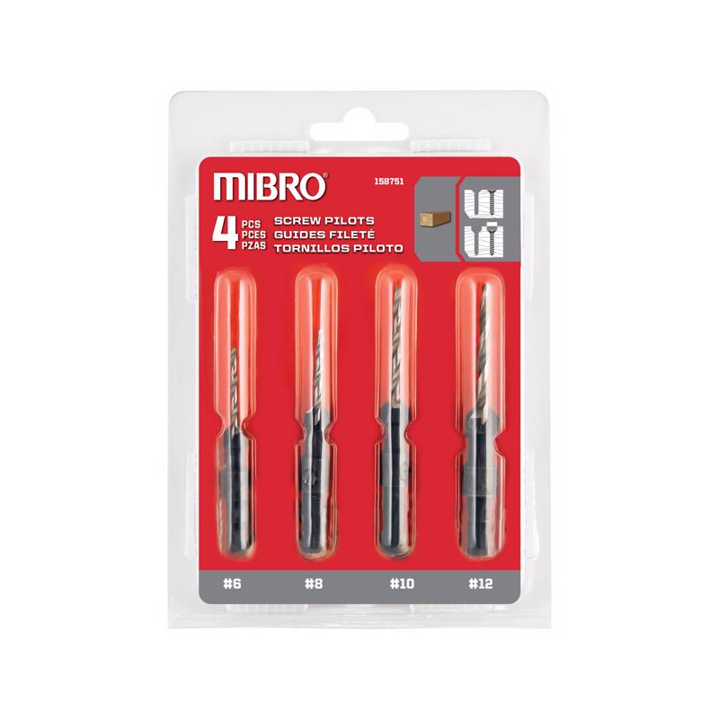 Richelieu Mibro 6/8/10/12 in. Steel Screw Pilot Drill Bit Set Straight Shank 4 pc