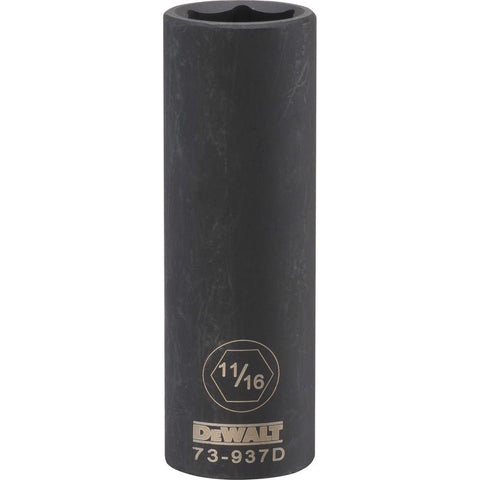 DeWalt 11/16 in. X 1/2 in. drive SAE 6 Point Deep Impact Socket 1 pc