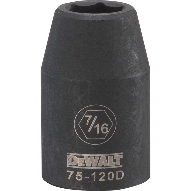 DeWalt 7/16 in. X 1/2 in. drive SAE 6 Point Impact Socket 1 pc