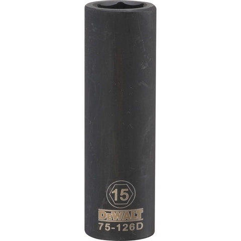 DeWalt 15 mm X 1/2 in. drive Metric 6 Point Deep Impact Socket 1 pc