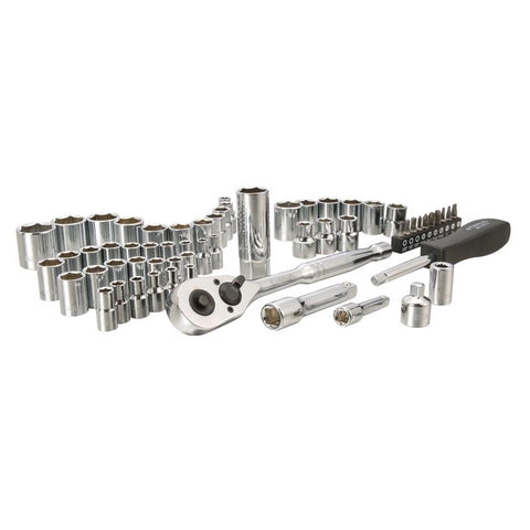 Stanley 1/4 and 3/8 in. drive Metric/SAE Mechanic's Tool Set 60 pc
