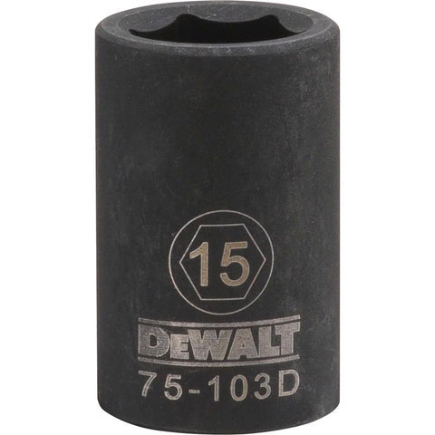 DeWalt 15 mm X 1/2 in. drive Metric 6 Point Impact Socket 1 pc