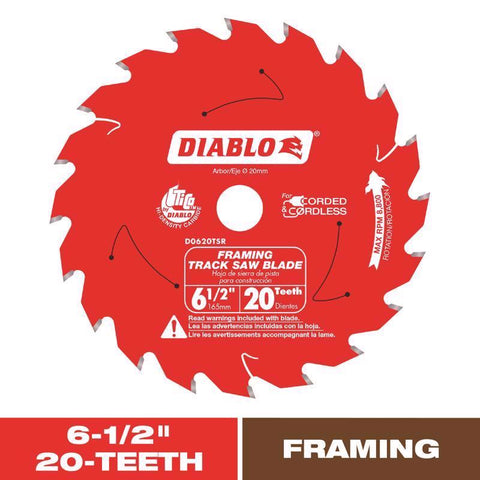 Diablo 6-1/2 in. D X 20 mm Carbide Tipped Track Saw Blade 20 teeth 1 pk