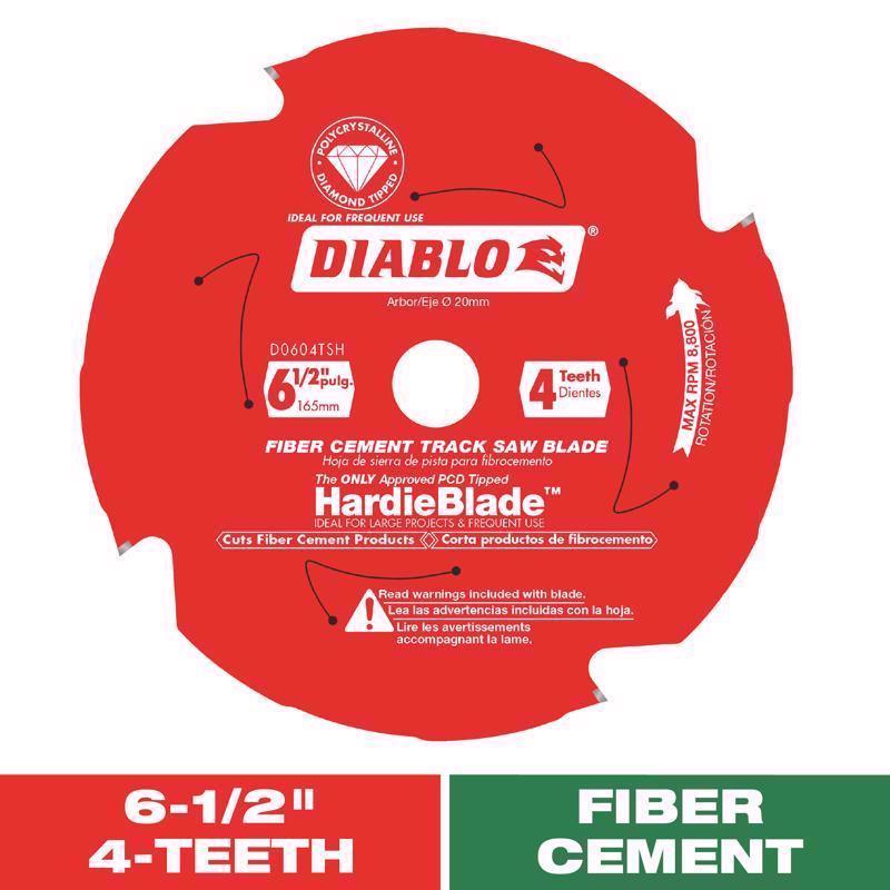Diablo James Hardie 6-1/2 in. D X 20 mm Polycrystalline Diamond Track Saw Blade 4 teeth 1 pk