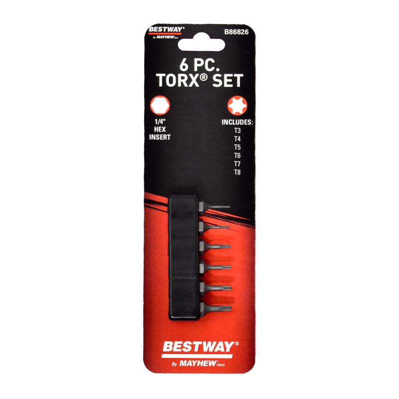 Juego de puntas de destornillador Torx Mayhew Bestway de acero para herramientas S2, 6 piezas