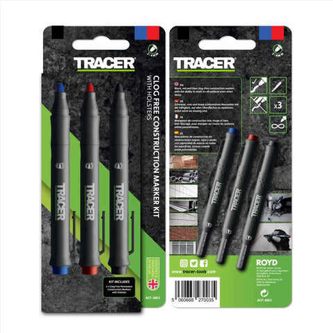 TRACER 6 in. L Marker Kit Assorted 3 pc