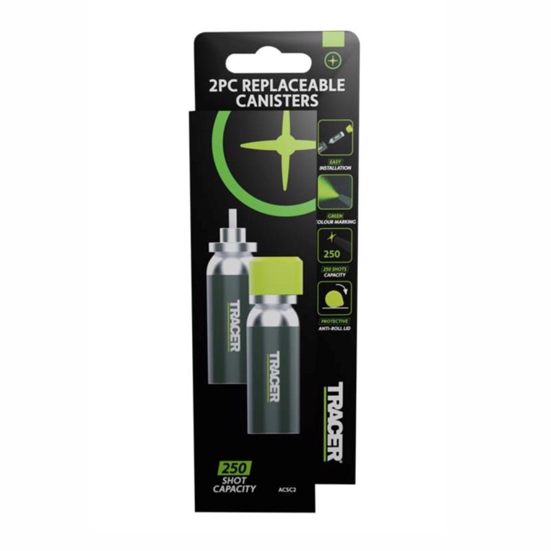 Tracer TrueShot 1 oz Hi-Visibility Replacement Chalk Canister Fluorescent Green 2 pk