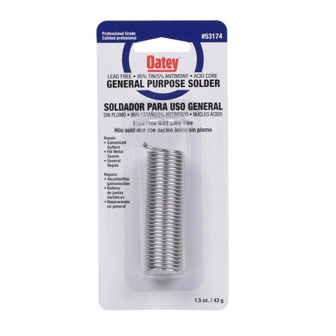 Oatey 1.5 oz Lead-Free Acid Core Wire Solder Tin/Antimony 95/5 1 pc