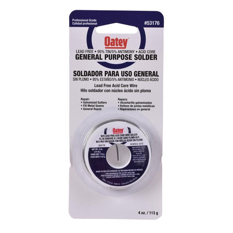 Oatey 4 oz Lead-Free Acid Core Wire Solder Tin/Antimony 95/5 1 pc