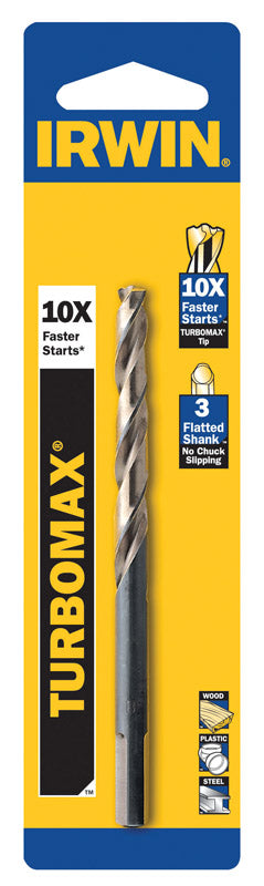 IRWIN Turbomax 3/8 in. X 5 in. L High Speed Steel Drill Bit Straight Shank 1 pc