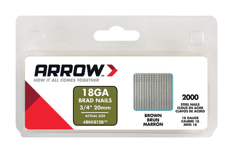 Arrow BN18 18 Ga. X 3/4 in. L Galvanized Steel Brad Nails 2000 pk 0.8 lb