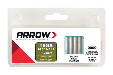 Arrow BN18 18 Ga. X 1 in. L Galvanized Steel Brad Nails 2000 pk 0.95 lb