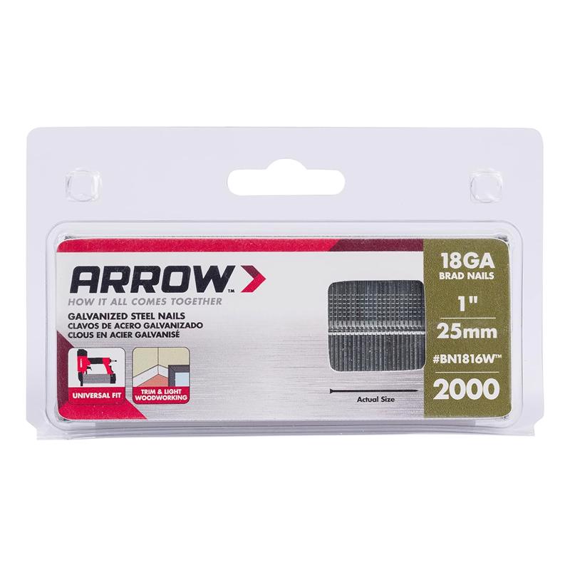 Arrow BN18 18 Ga. X 1 in. L Galvanized Steel Brad Nails 2000 pk 0.95 lb
