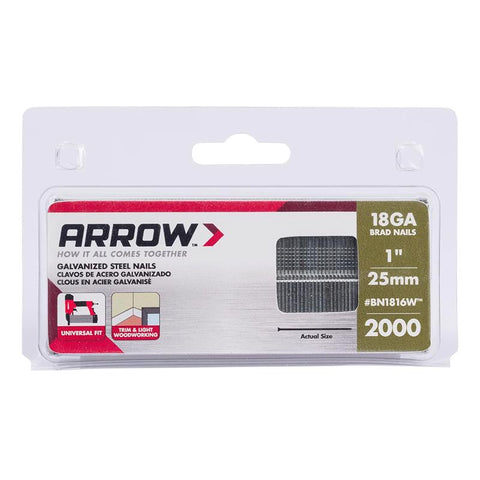 Arrow BN18 18 Ga. X 1 in. L Galvanized Steel Brad Nails 2000 pk 0.95 lb