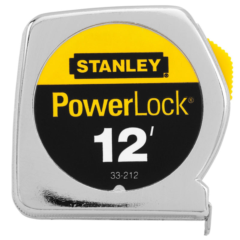 Cinta métrica compacta Stanley PowerLock de 12 pies de largo x 0.5 pulgadas de ancho, paquete de 1