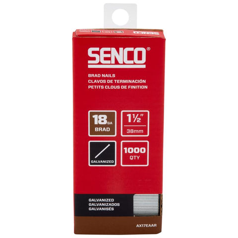 Senco 1-1/2 in. L X 18 Ga. Straight Strip Galvanized Brad Nails 1000 pk