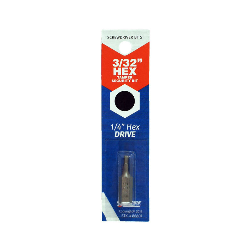 Best Way Tools Punta de destornillador hexagonal de 3/32 pulg. x 1 pulg. de largo, de acero al carbono, 1 pieza