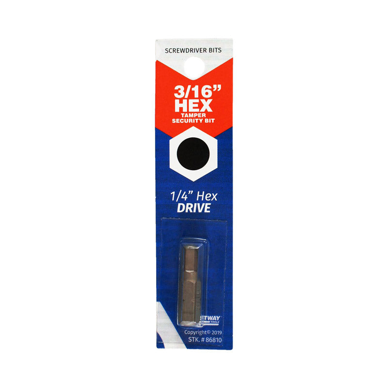 Best Way Tools Punta de destornillador hexagonal de 3/16 pulg. x 1 pulg. de largo, de acero al carbono, 1 pieza