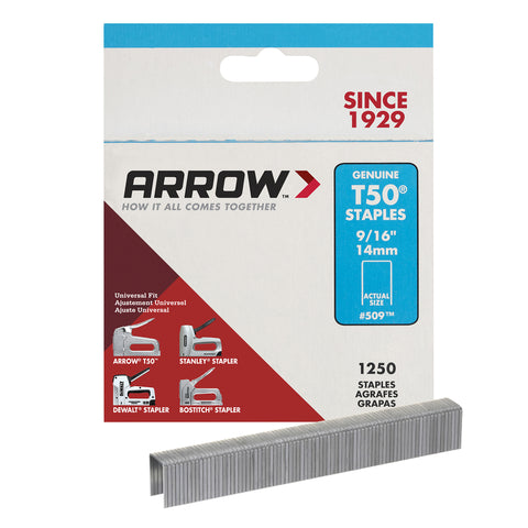 Arrow T50 3/8 in. W X 9/16 in. L 18 Ga. Flat Crown Heavy Duty Staples 1250 pk (Pack of 4)