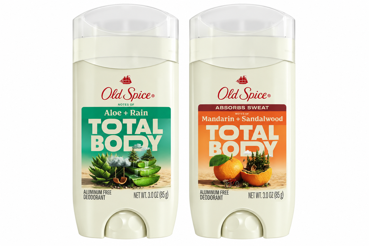 Paquete surtido de desodorante para todo el cuerpo Old Spice, 3 oz cada uno, 2 unidades, Mandarina + Sándalo y Aloe + Lluvia