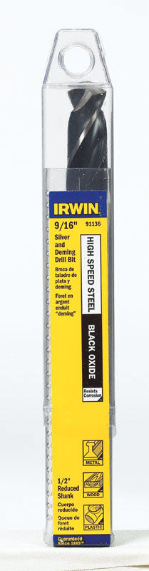 IRWIN 9/16 in. X 6 in. L High Speed Steel Drill Bit Straight Shank 1 pc