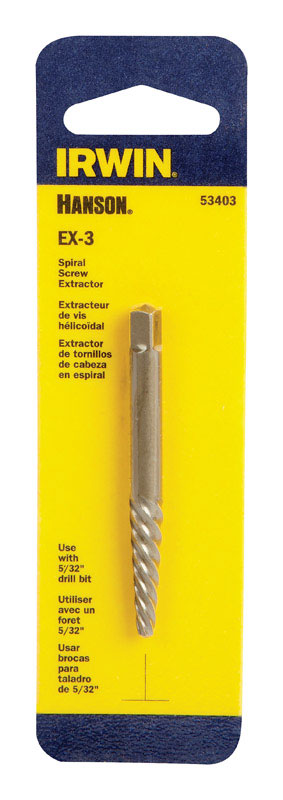 Irwin Hanson EX-3 Carbon Steel Spiral Screw Extractor 6 in. 1 pc (Pack of 3)