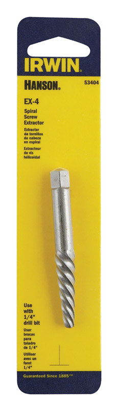 Irwin Hanson 1/4 in. X 1/4 in. D Carbon Steel Spiral Screw Extractor 6 in. 1 pc (Pack of 3)
