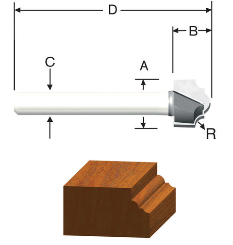 Vermont American 1/2 in. D X 1/2 in. X 1-7/8 in. L Carbide Tipped 2-Flute Classical Router Bit