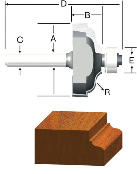 Vermont American 1-5/8 in. D X 1/4 in. X 2-7/16 in. L Carbide Tipped Ogee Router Bit