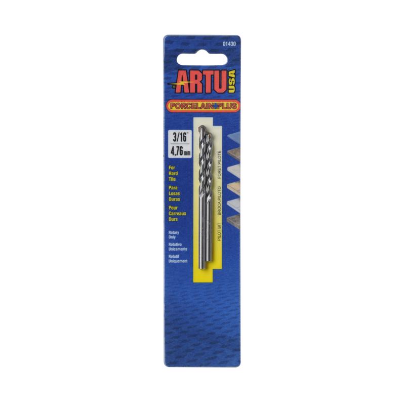 ARTU Porcelain Plus 3/16 in. X 3-1/2 in. L Tungsten Carbide Tipped Glass and Tile Bit Set Straight S