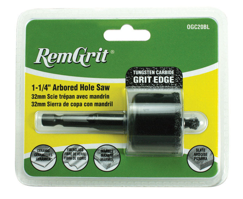 Disston 1-1/4 in. Carbide Grit 1/4 in. D Hole Saw Arbor Arbor Included (Pack of 2)