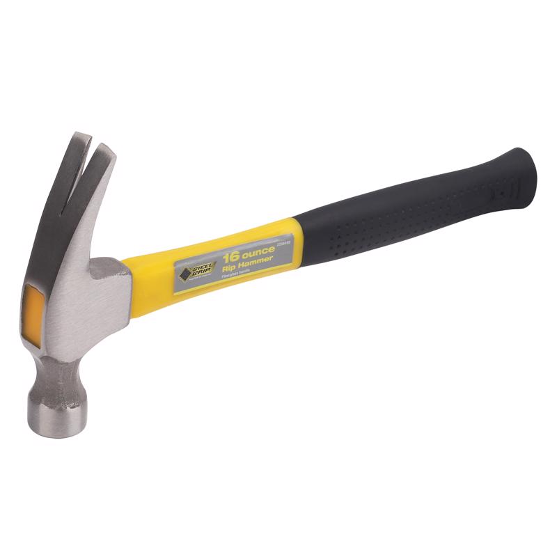 Martillo para desgarrar Steel Grip de 16 oz con cara lisa y mango de fibra de vidrio