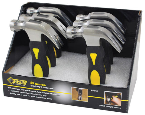 Steel Grip 8 oz Stubby Claw Hammer 11 in. Steel Handle (Pack of 6)