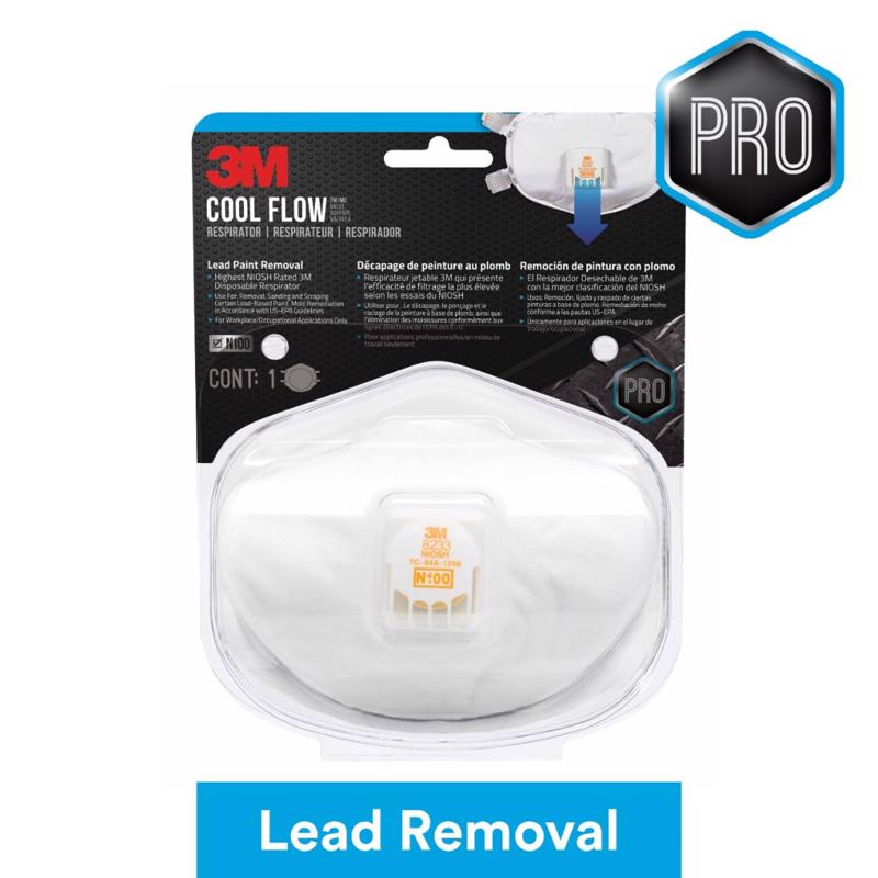 3M N100 Respirador desechable con válvula para remoción de pintura con plomo, blanco, 1 pza.