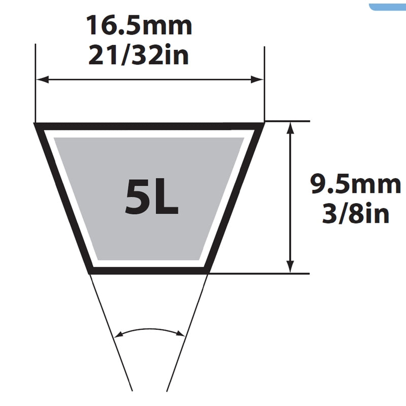 Correa trapezoidal de uso general Mitsuboshi FHP de 0,63 pulg. de ancho × 80 pulg. de largo para motores de potencia fraccional