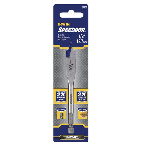 IRWIN Speedbor 1/2 in. X 4 in. L Carbon Steel Wood Boring Bit Quick-Change Hex Shank 1 pc