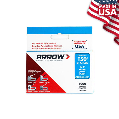 Arrow Monel T50 3/8 in. W X 1/4 in. L Flat Crown Heavy Duty Staples 1000 pk (Pack of 5)