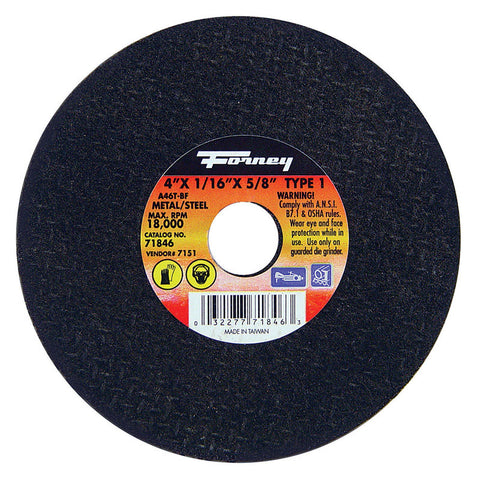 Forney 4 in. D X 5/8 in. X 1/16 in. thick Aluminum Oxide Metal Cut-Off Wheel 1 pc